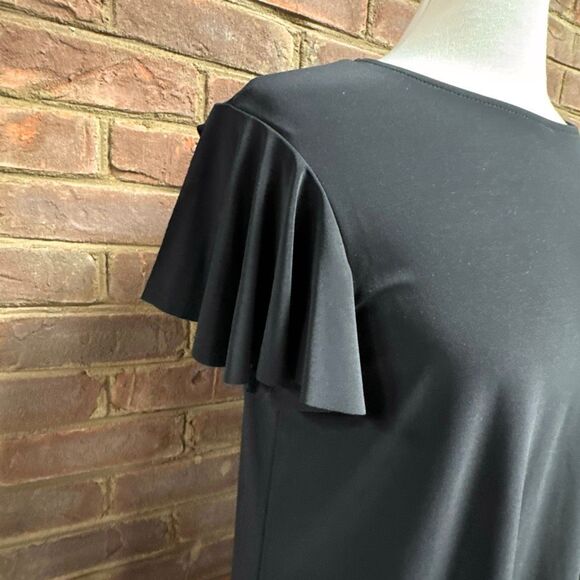 Annalee + Hope Womens Black Flutter Sleeve A Line Dress Size  Large - Picture 3 of 6